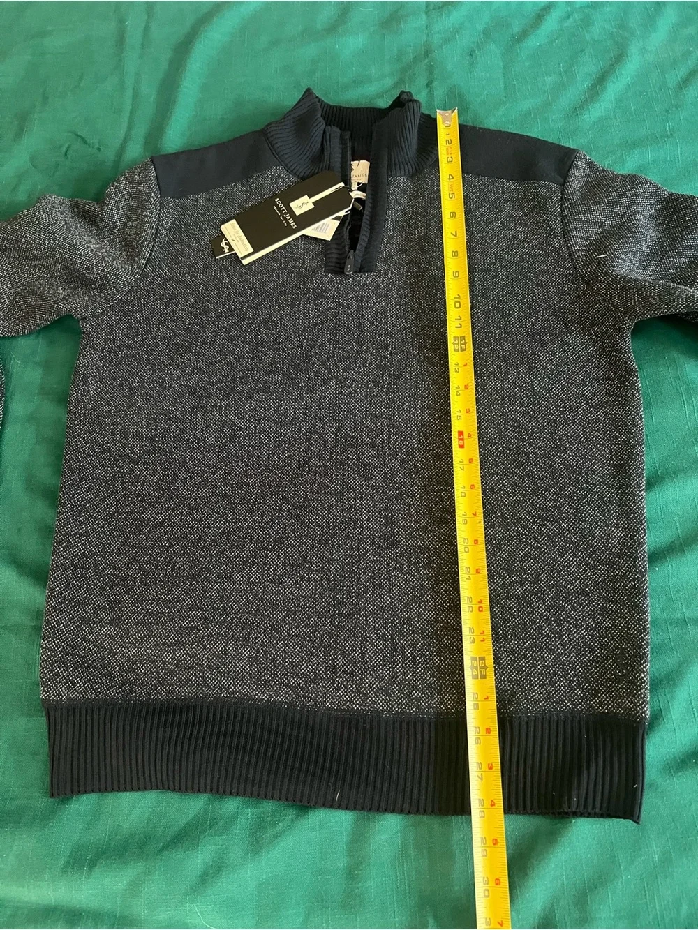 Scott James Men's Navy and Black Quarter-Zip Sweater